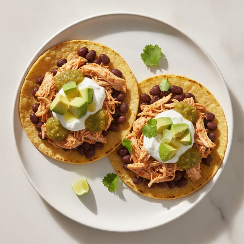 Shredded Chicken and Black Bean Tostadas
