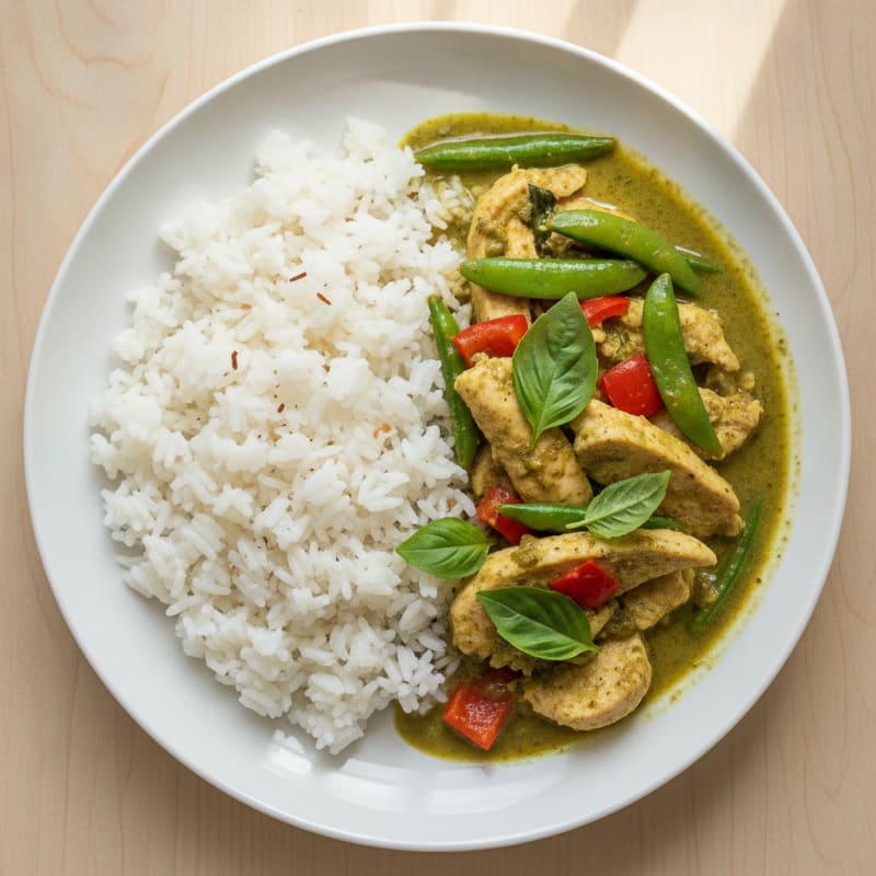Green Curry Chicken with Coconut Rice