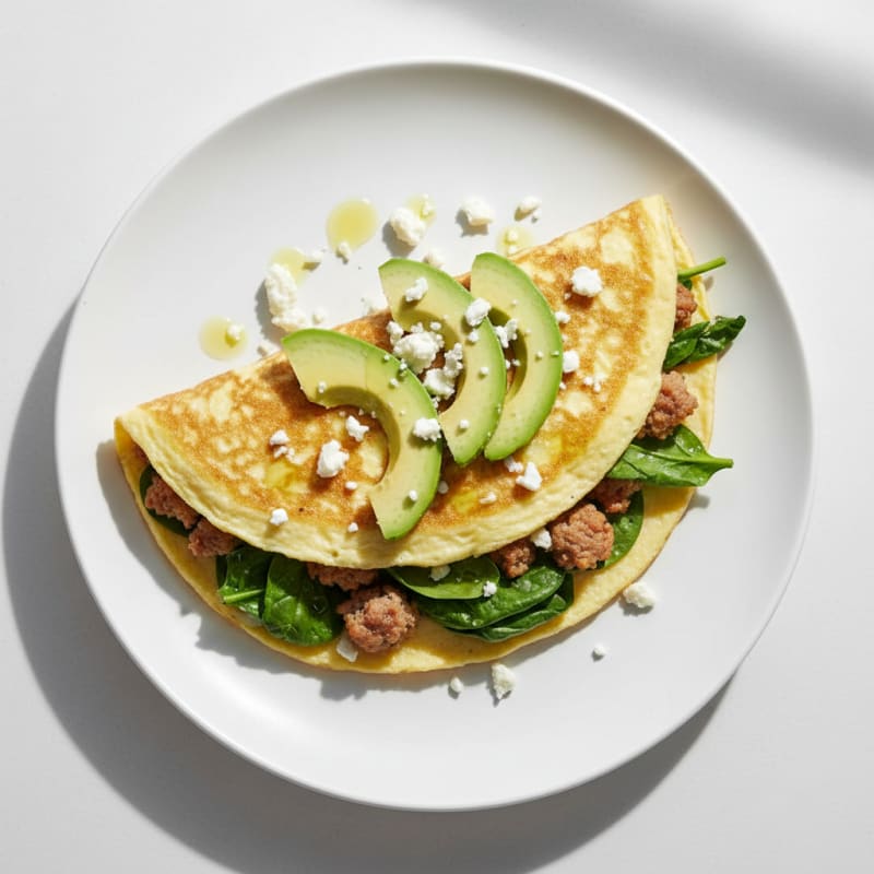 Egg White Spinach Omelette with Turkey Sausage