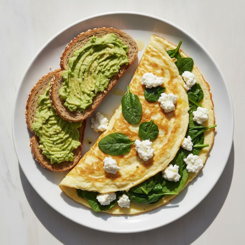 Egg White Spinach Omelet with Cottage Cheese