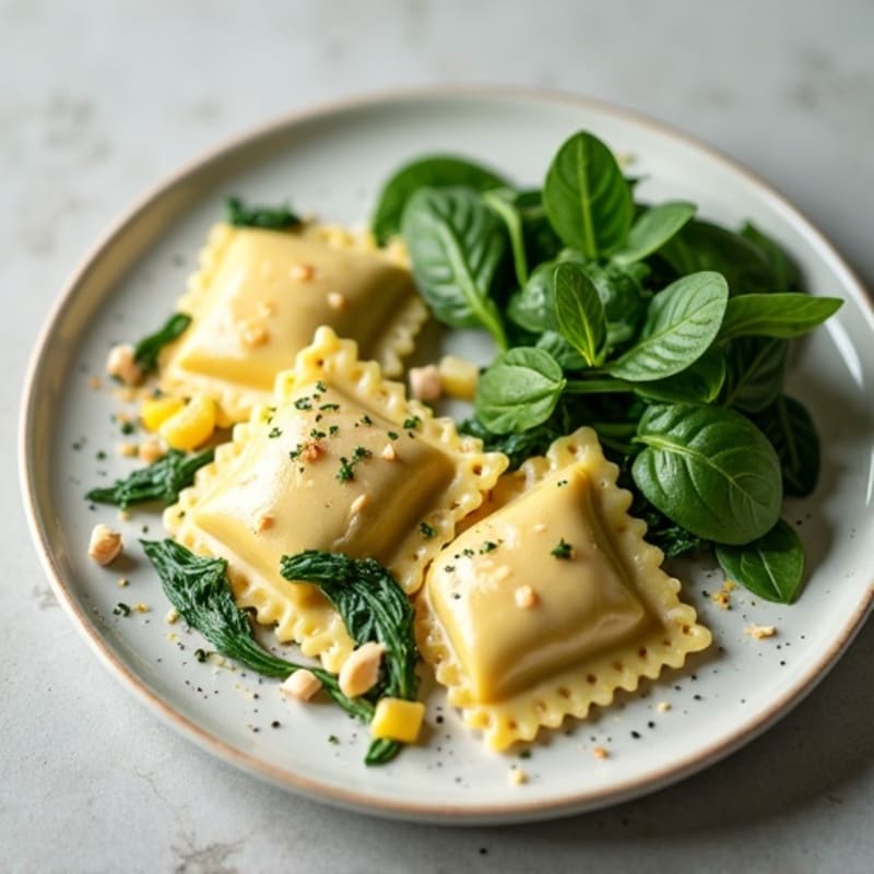 Creamy Lemon-Garlic Spinach Ravioli
