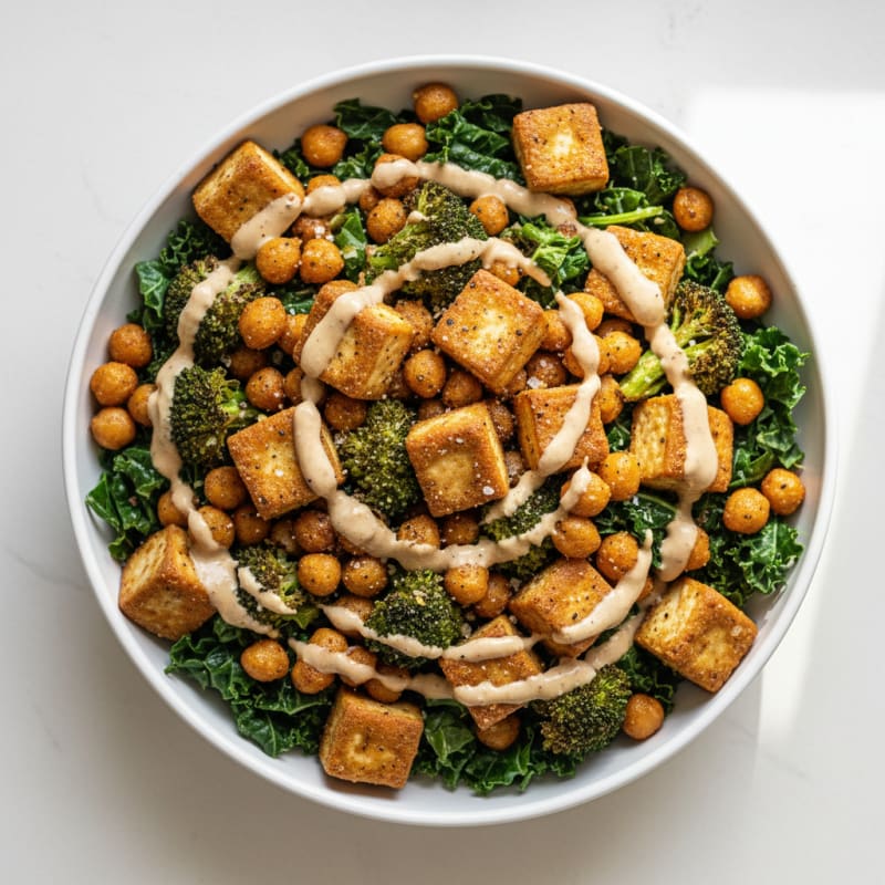 Roasted Vegetable Buddha Bowl with Tahini Dressing