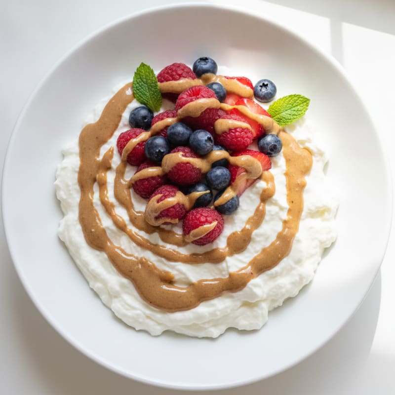 Greek Yogurt Protein Bowl with Mixed Berries and Almond Butter