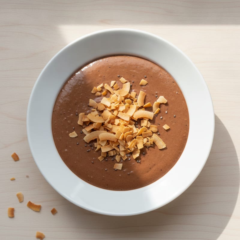 Silky Chocolate Protein Pudding with Toasted Coconut
