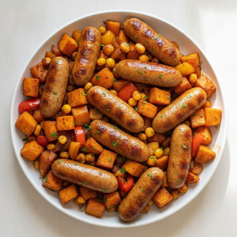 Sheet Pan Brats with Sweet Potatoes