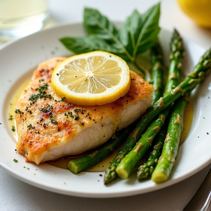 Pan-Seared Lemon Herb Chicken with Roasted Asparagus