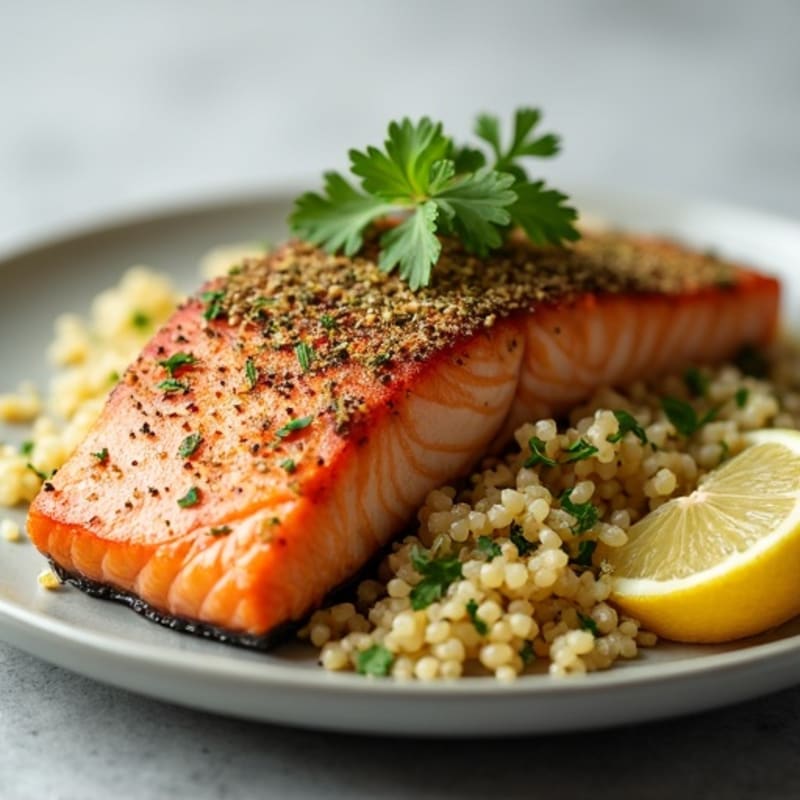 Herb-Crusted Seared Salmon with Quinoa