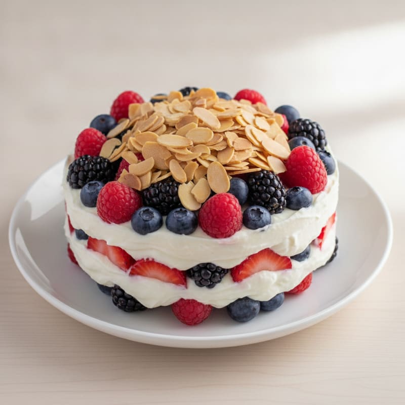 Greek Yogurt Protein Parfait with Mixed Berries and Almonds