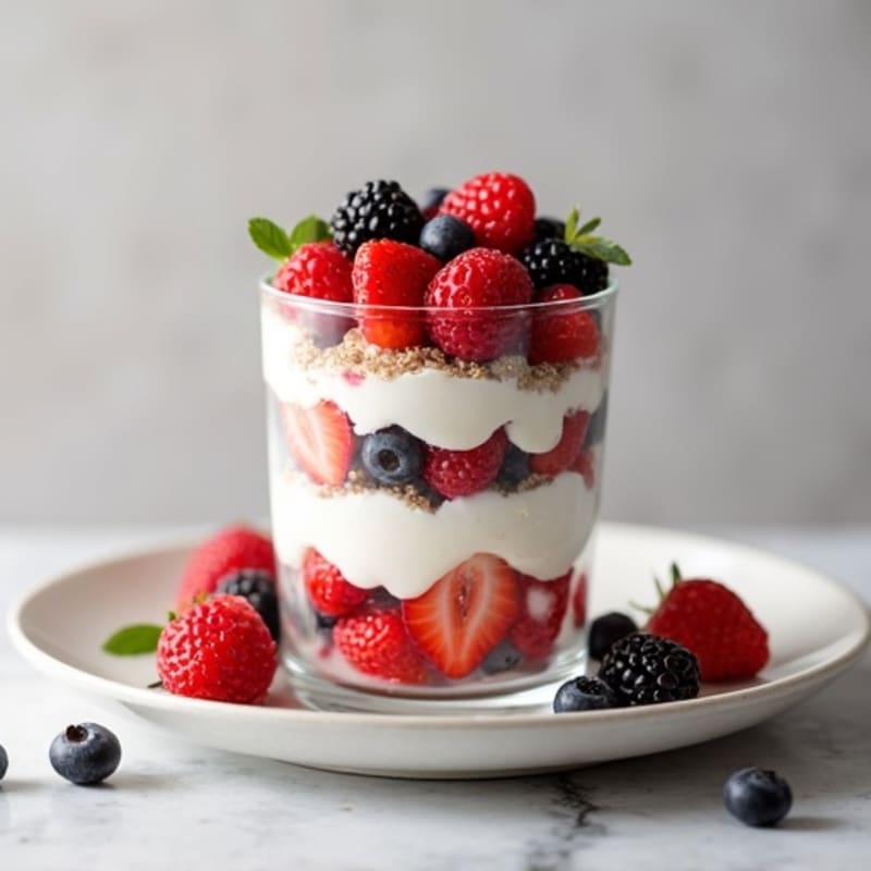 Greek Yogurt Protein Parfait with Mixed Berries