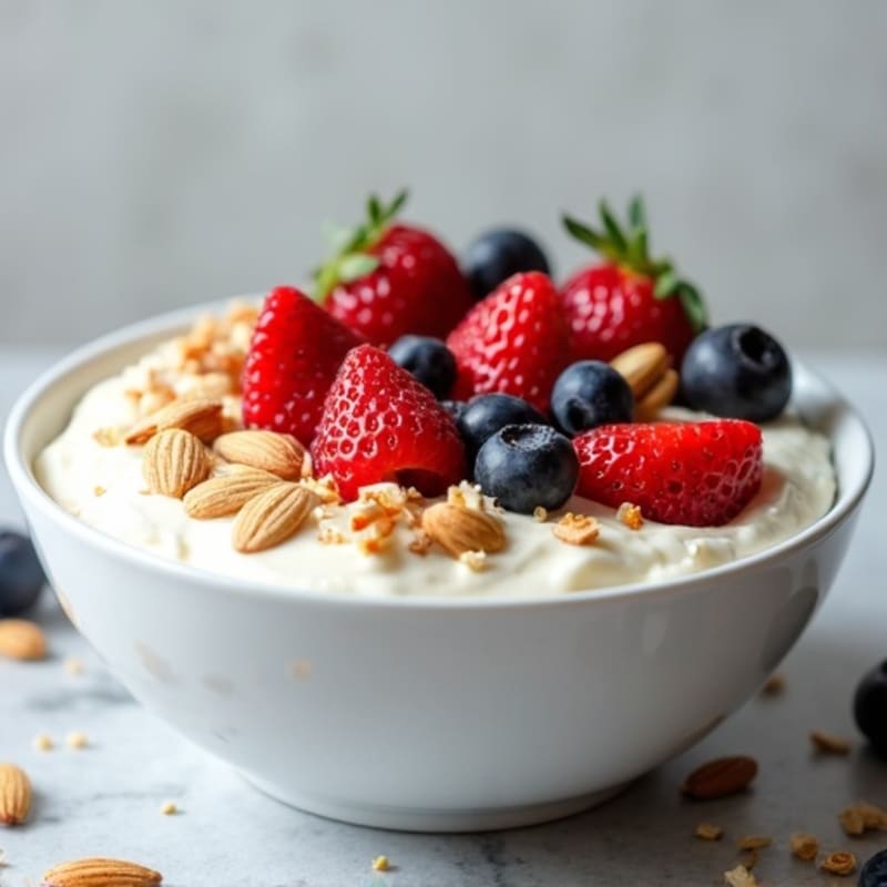 High-Protein Greek Yogurt Bowl with Fresh Berries and Crunchy Nuts