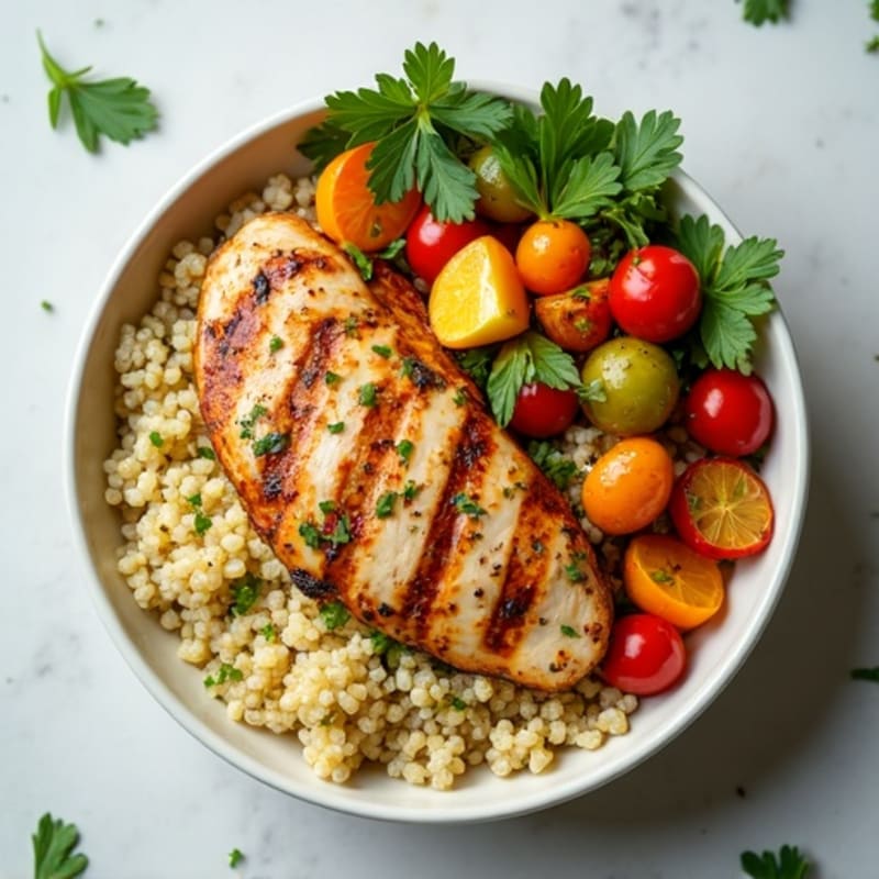 Quinoa Bowl with Lemon-Herb Chicken and Roasted Vegetables