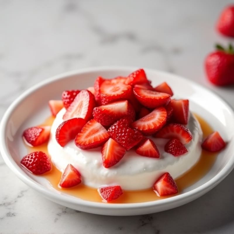 Greek Yogurt with Chopped Strawberries and Protein Powder