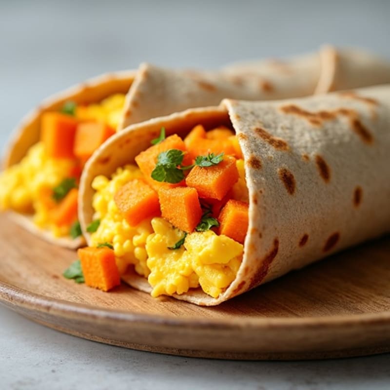 Crispy Sweet Potato and Scrambled Egg Burrito