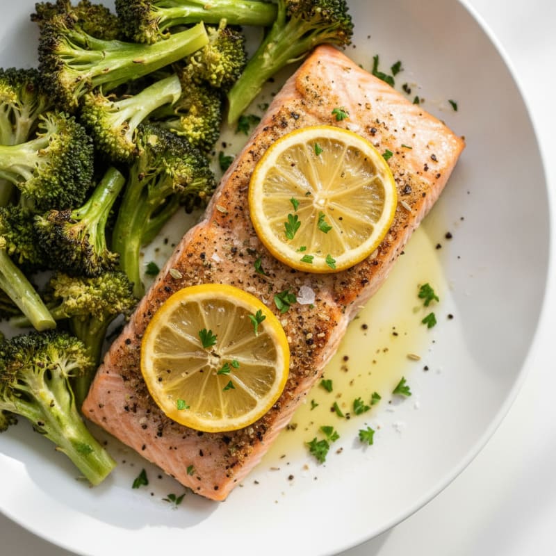 Garlic Herb Roasted Salmon with Lemon