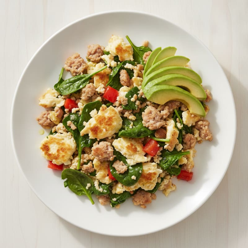 Egg White and Turkey Sausage Scramble with Spinach