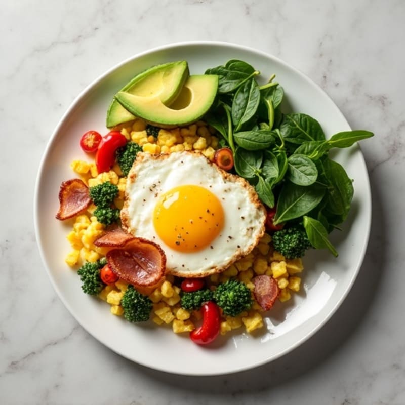 Crispy Turkey Bacon and Egg White Scramble with Spinach