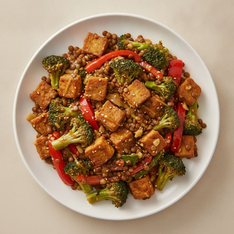Lentil and Tempeh Vegetable Stir-Fry