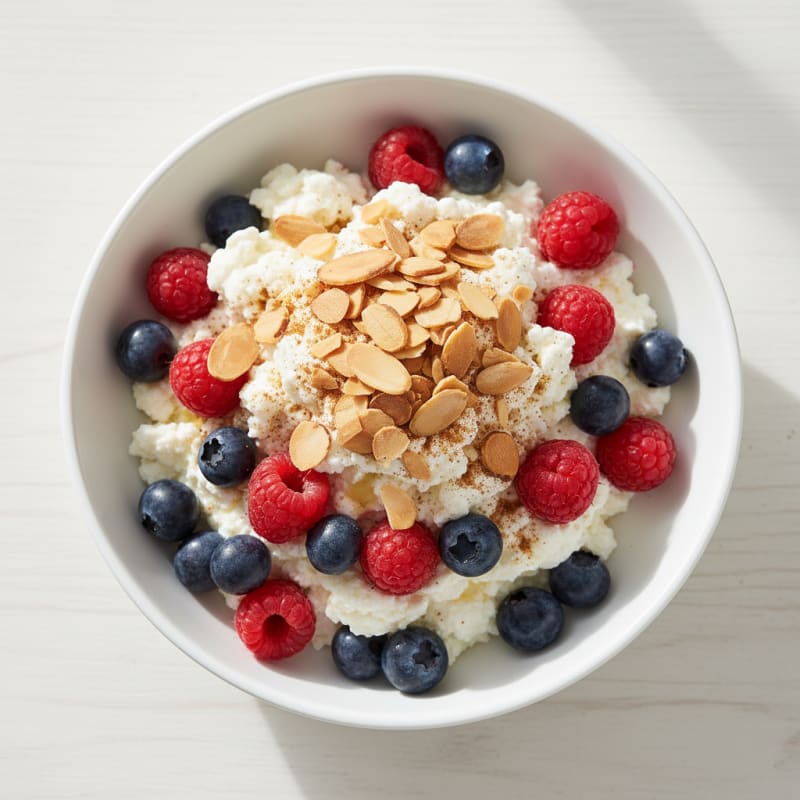 Cottage Cheese and Berry Protein Parfait with Almonds