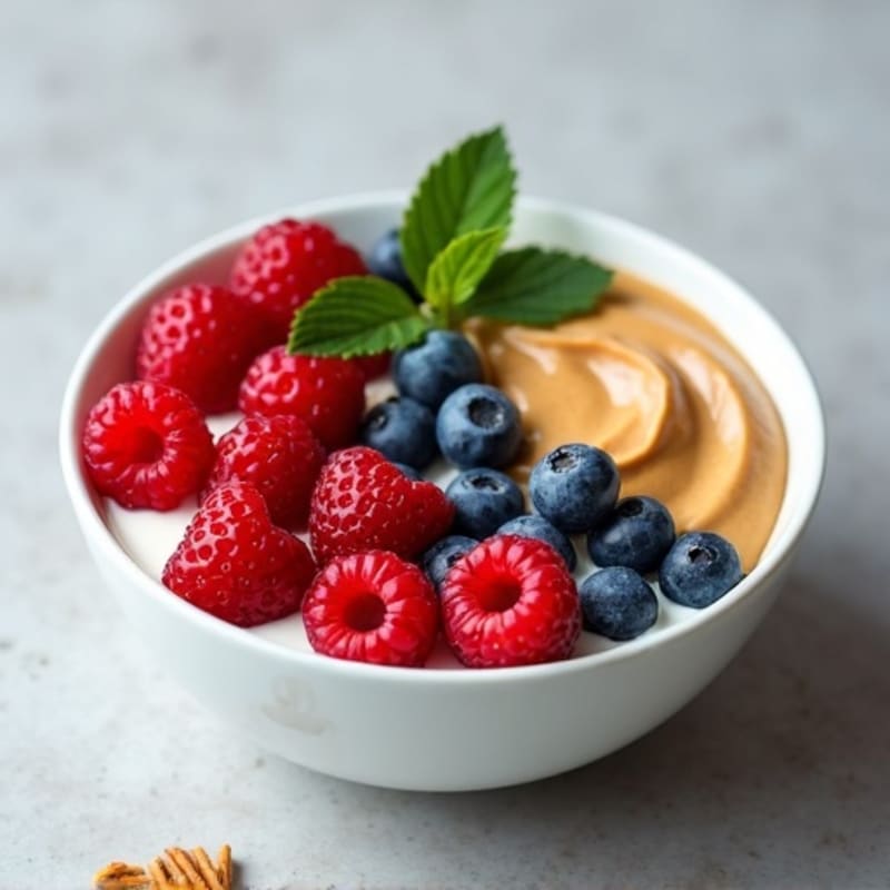 Greek Yogurt Bowl with Almond Butter and Mixed Berries