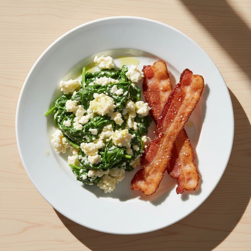 Egg White Scramble with Cottage Cheese and Turkey Bacon