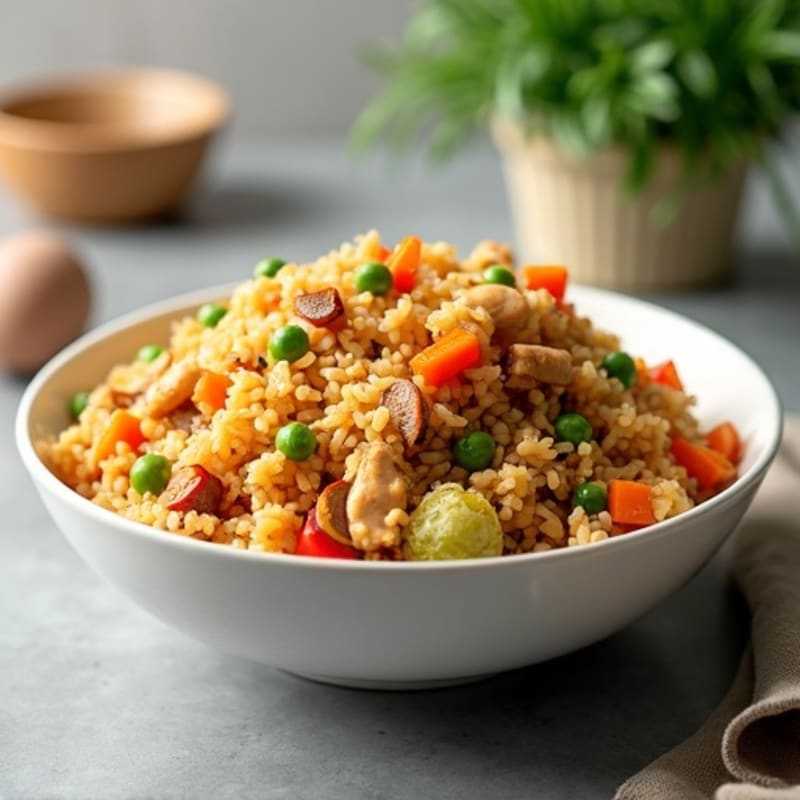 Healthy Chicken Fried Rice with Crispy Vegetables