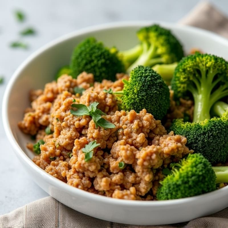 Garlic Herb Ground Turkey with Roasted Broccoli