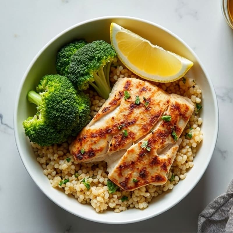 Grilled Chicken and Quinoa Power Bowl with Roasted Broccoli
