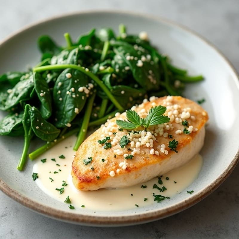 Creamy Coconut Chicken with Sautéed Greens and Fresh Herbs