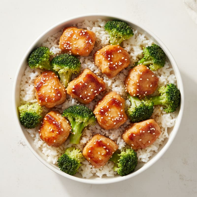 Crispy Honey-Garlic Chicken Bowls