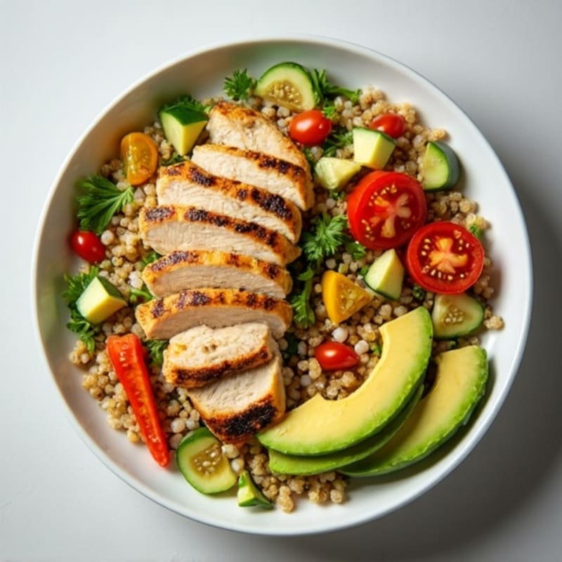 Grilled Chicken and Quinoa Salad with Crunchy Vegetables