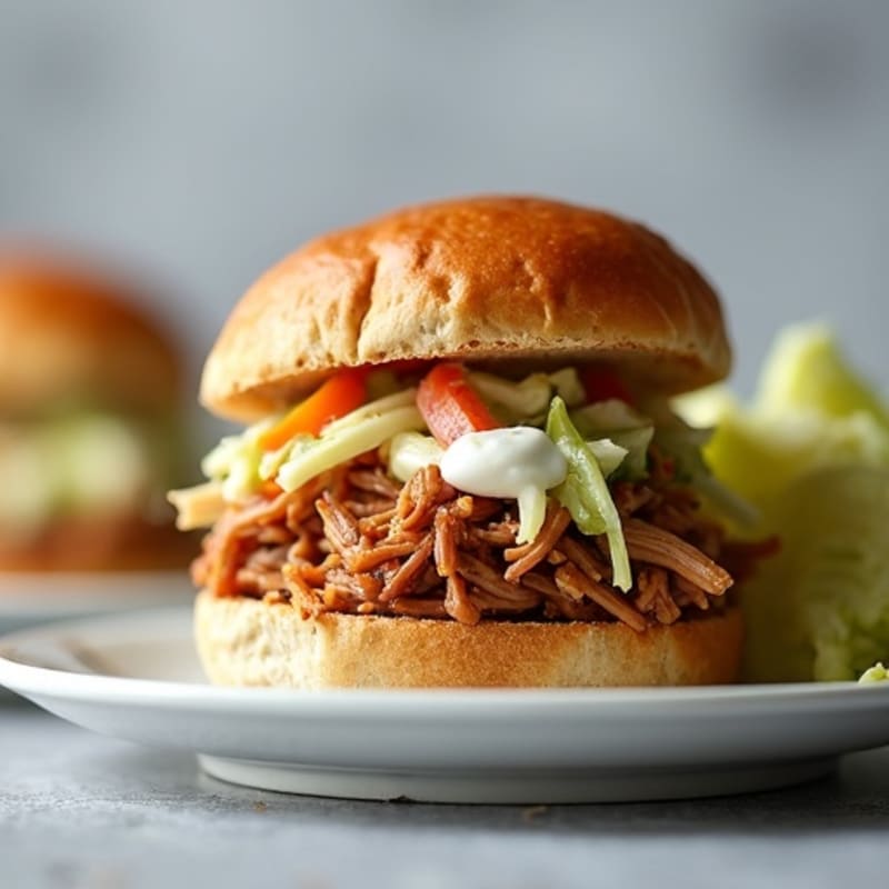 Lean Slow Cooker Pulled Pork Sliders with Creamy Slaw