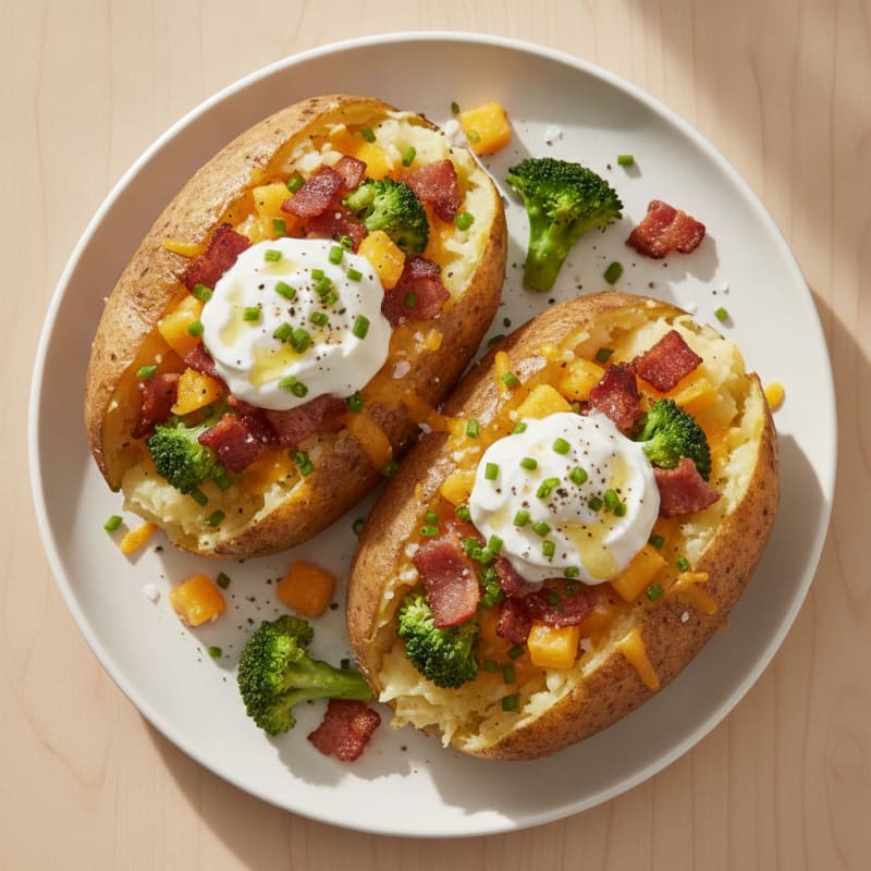 Loaded Baked Potatoes with Crispy Bacon