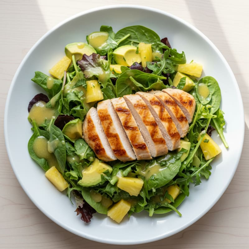 Lemon Basil Chicken Breast Salad with Avocado and Pineapple