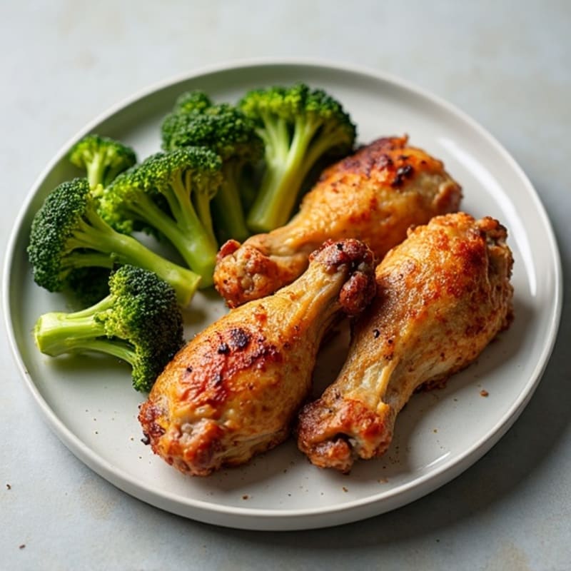 Crispy Garlic-Herb Roasted Chicken Wings with Roasted Broccoli