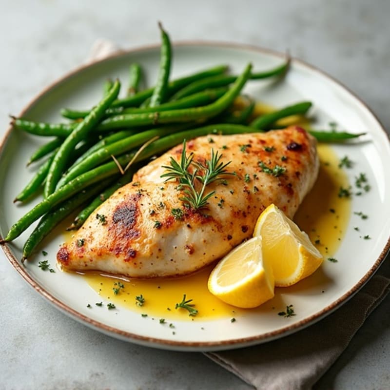 Lemon Herb Roasted Chicken with Crispy Green Beans