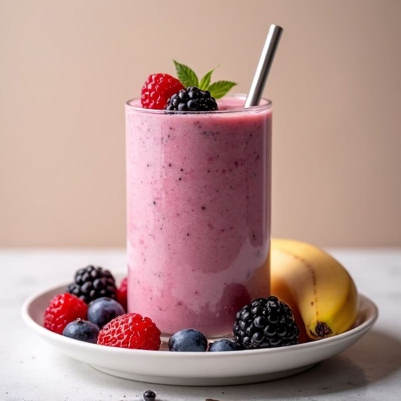 Silky Tofu Protein Smoothie with Berries and Chia