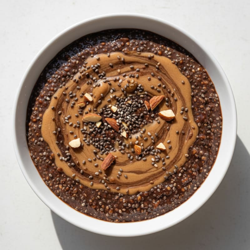 Protein Chocolate Chia Pudding with Almond Butter
