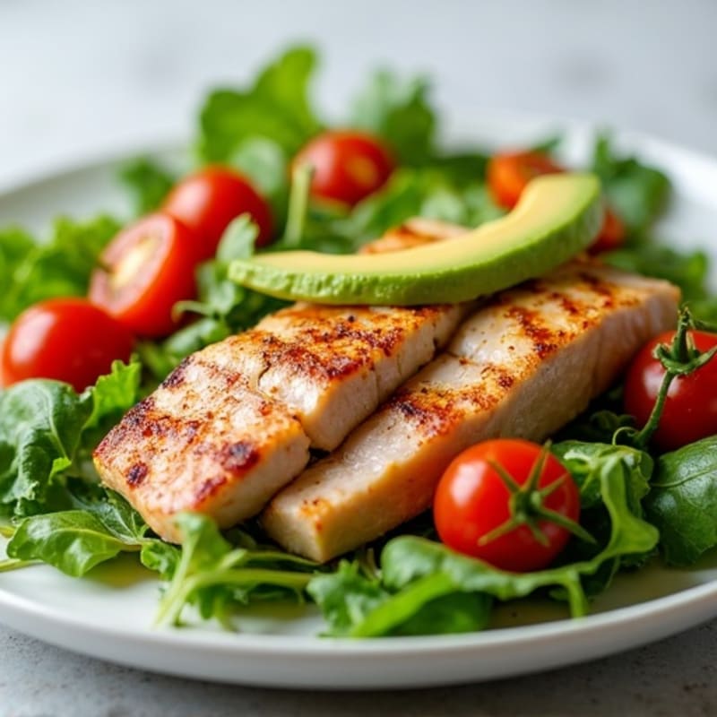 Spicy Seared Tuna with Fresh Greens and Creamy Avocado