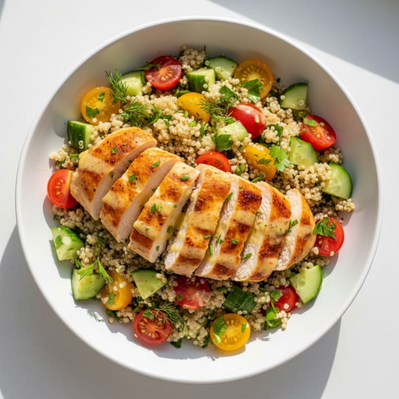 Crispy Chicken and Quinoa Salad with Lemon Vinaigrette