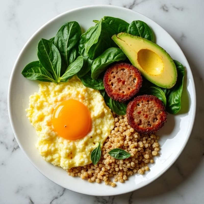 Egg White Scramble with Spinach and Turkey Sausage
