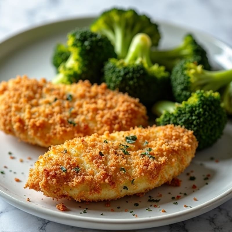 Crispy Baked Chicken Tenders with Roasted Broccoli