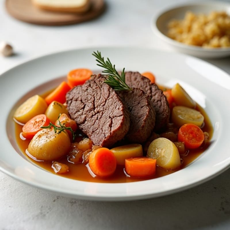 Tender Slow-Cooked Beef Pot Roast with Roasted Root Vegetables