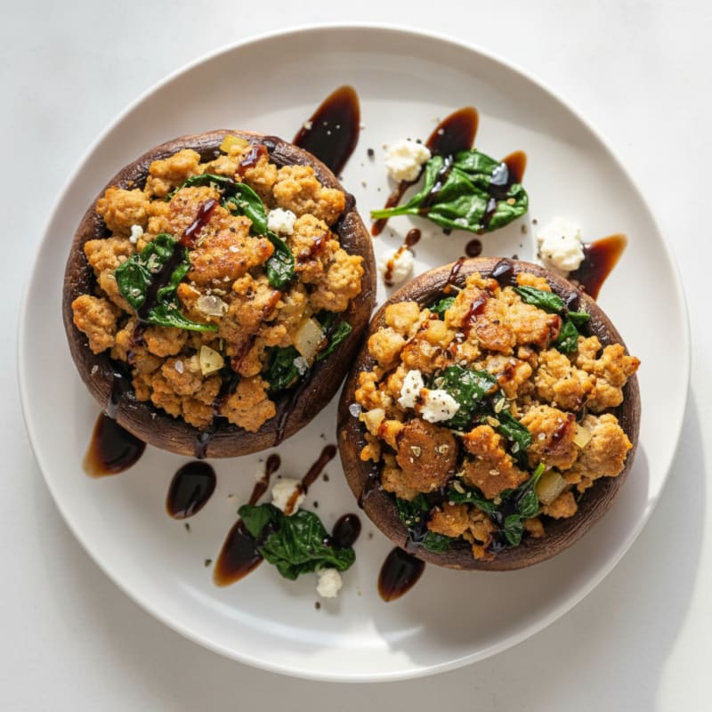 Herb-Stuffed Portobello Mushrooms with Balsamic Glaze
