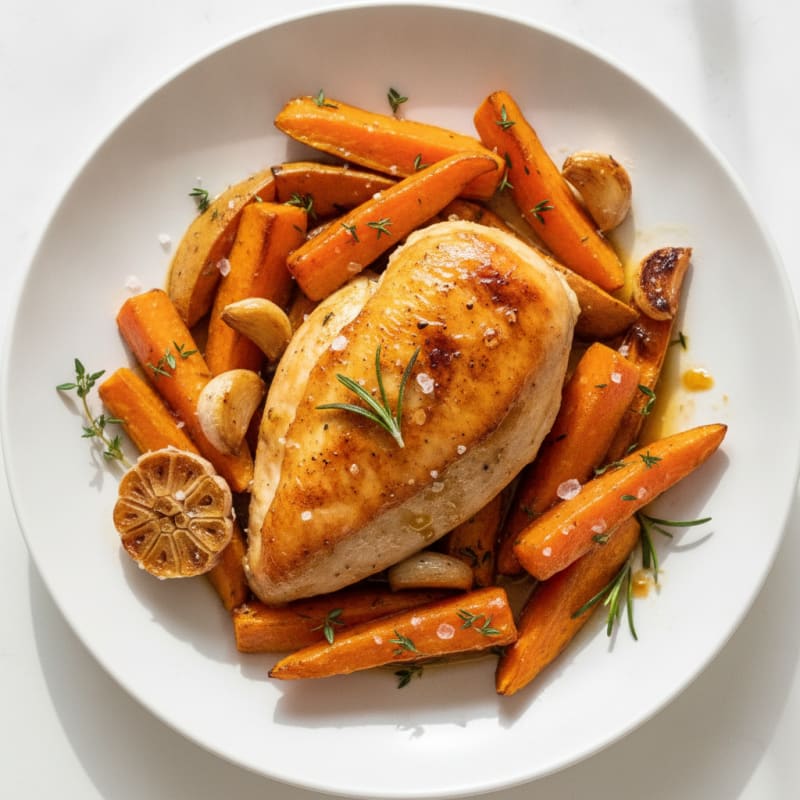 Garlic Herb Roasted Chicken with Root Vegetables