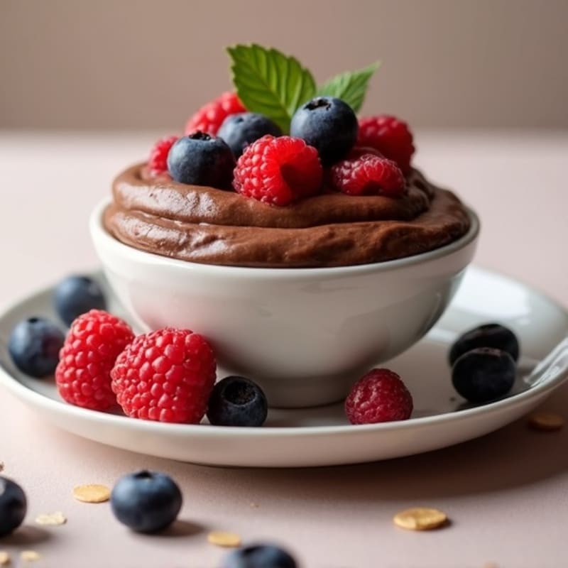 Silky Chocolate Protein Pudding with Berries