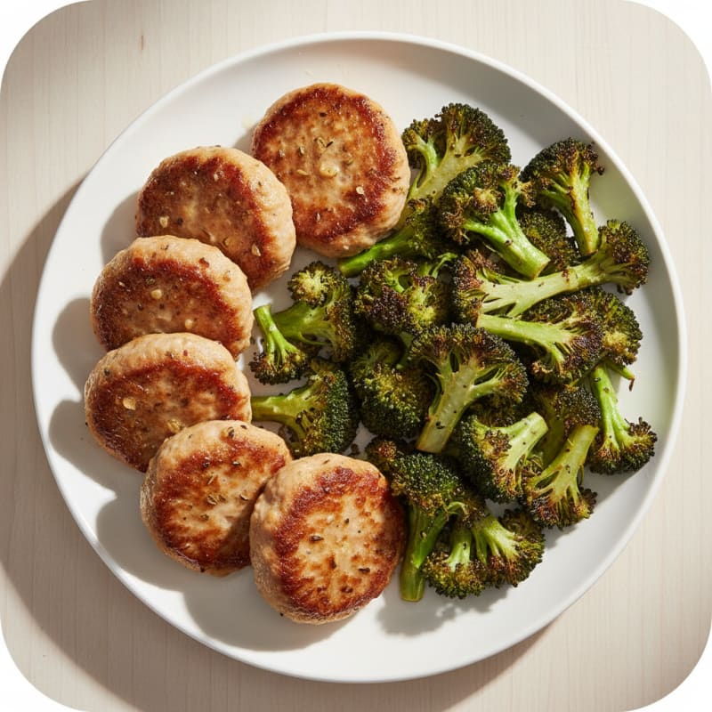 Seared Turkey Patties with Roasted Broccoli