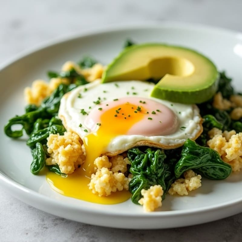 Egg White Spinach Scramble with Cottage Cheese