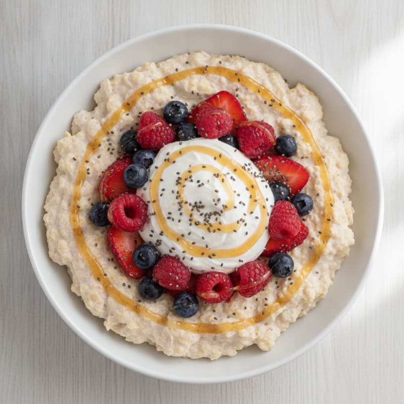 Egg White Oatmeal with Greek Yogurt and Mixed Berries