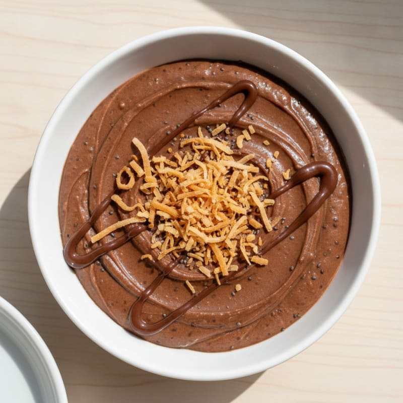 Silky Chocolate Protein Pudding with Toasted Coconut