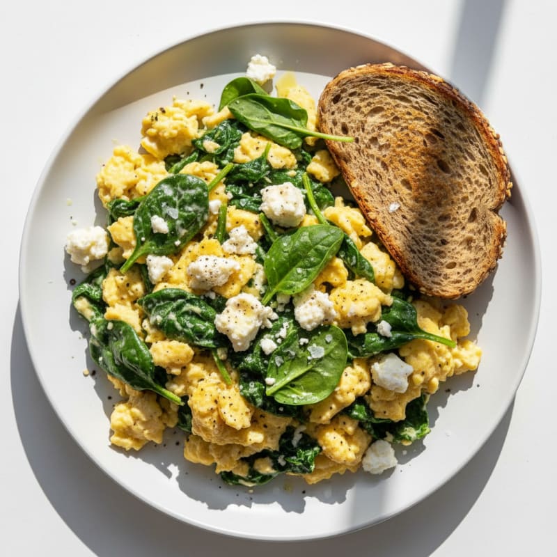 Creamy Spinach and Feta Scramble